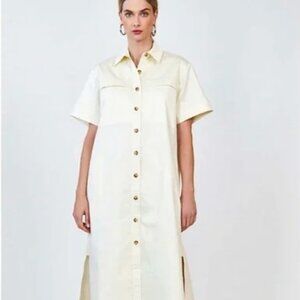 NWT| HUNTER BELL | PRESCOTT BUTTON-FRONT MIDI SHIRTDRESS IN WHITE